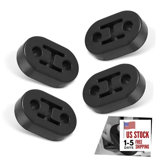 Two Hole Exhaust Muffler Lugs, High Hardness PU Rubber Shock 4 PCS Black