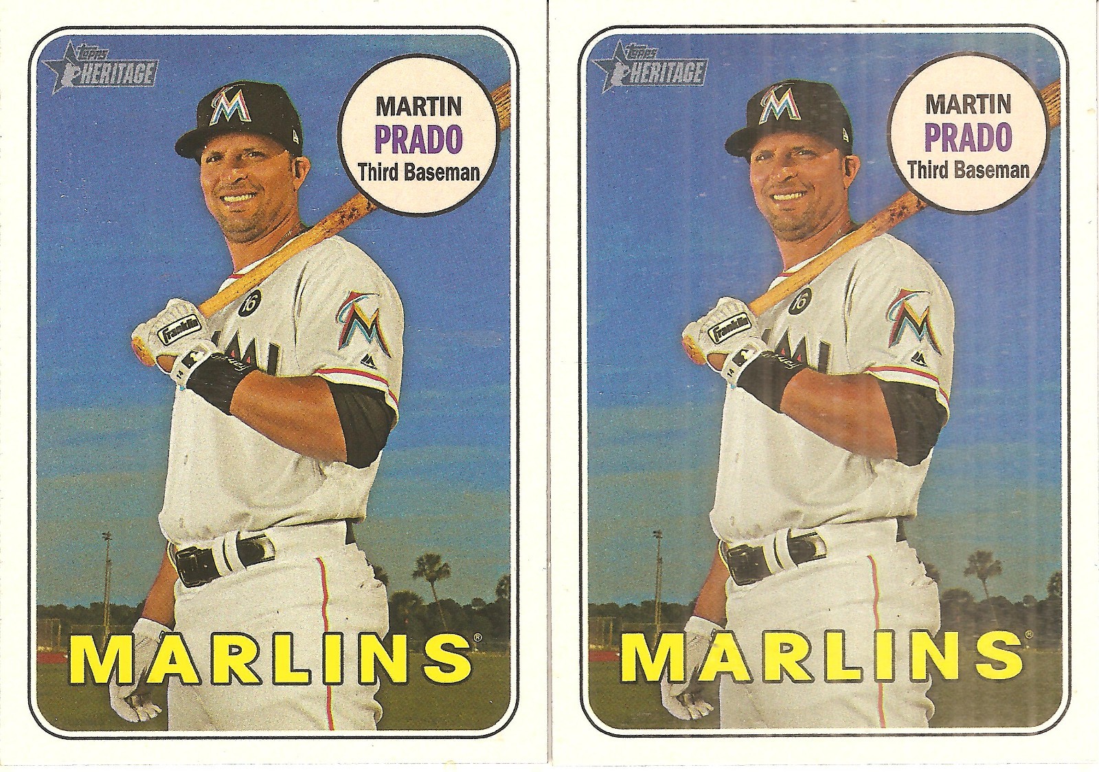 2 CARD 2018 TOPPS HERITAGE MARTIN PRADO BASEBALL CARD LOT