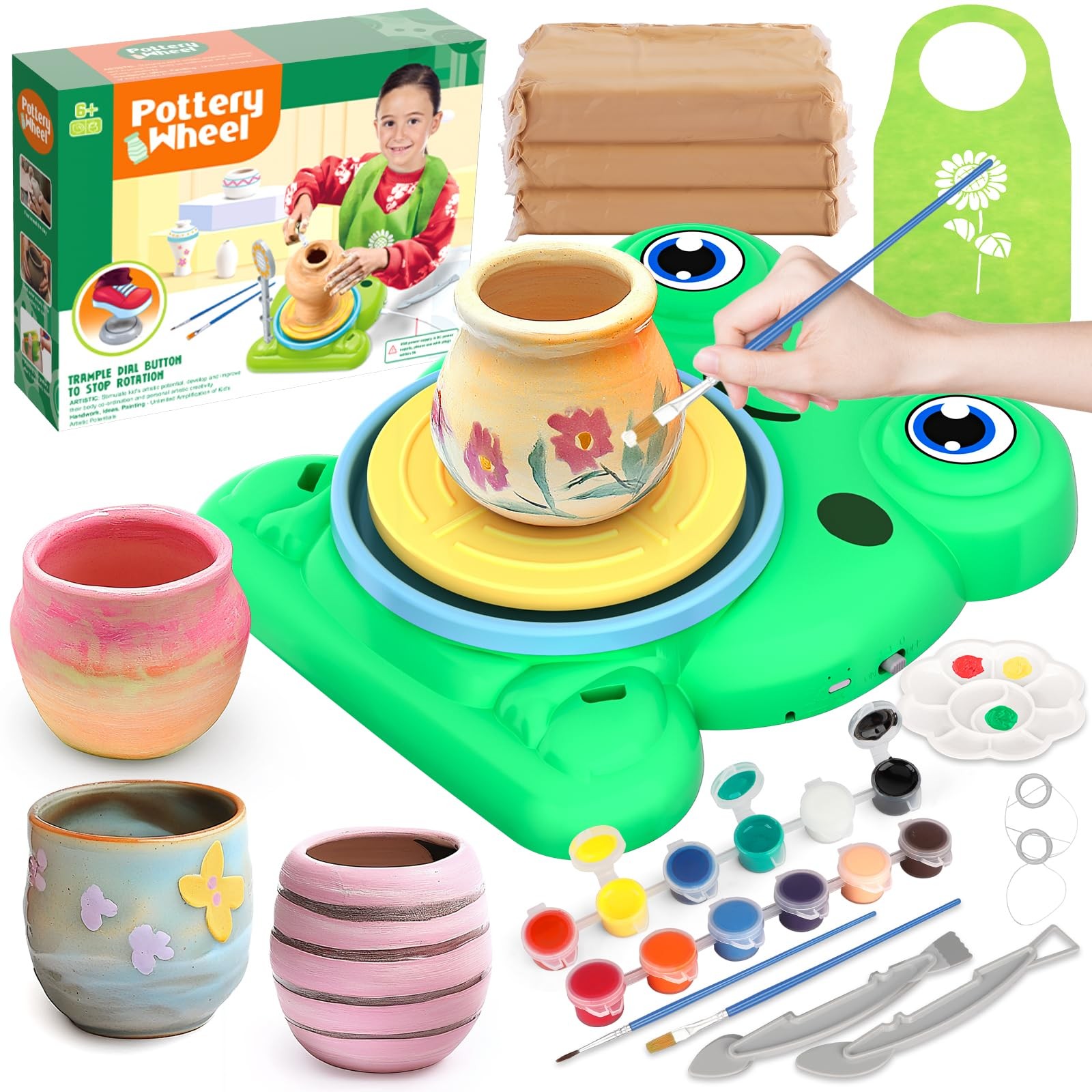 Pottery Wheel for Kids - Complete Pottery Painting Kit Arts and Crafts for Ki...