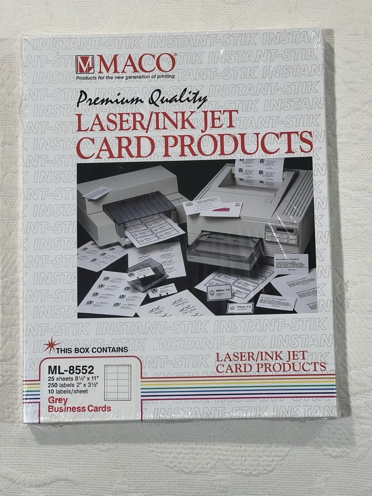 Maco ML-8552 Gray Business Cards 2" x 3.5" Laser Inkjet 25 Sheets / 250 Cards.