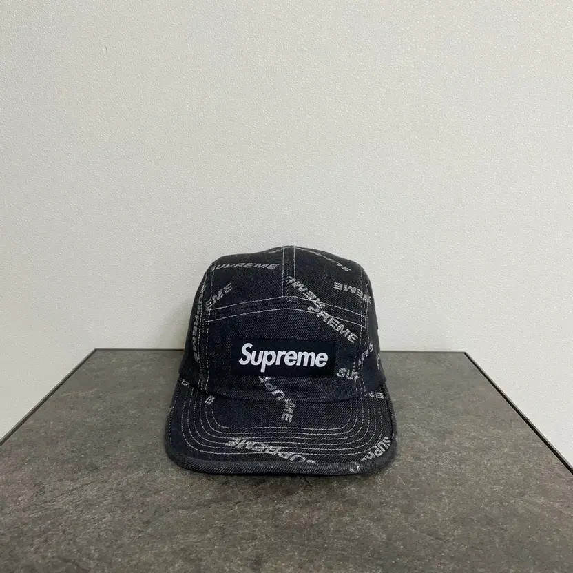 Supreme Box Logo Camp Cap Denim Black