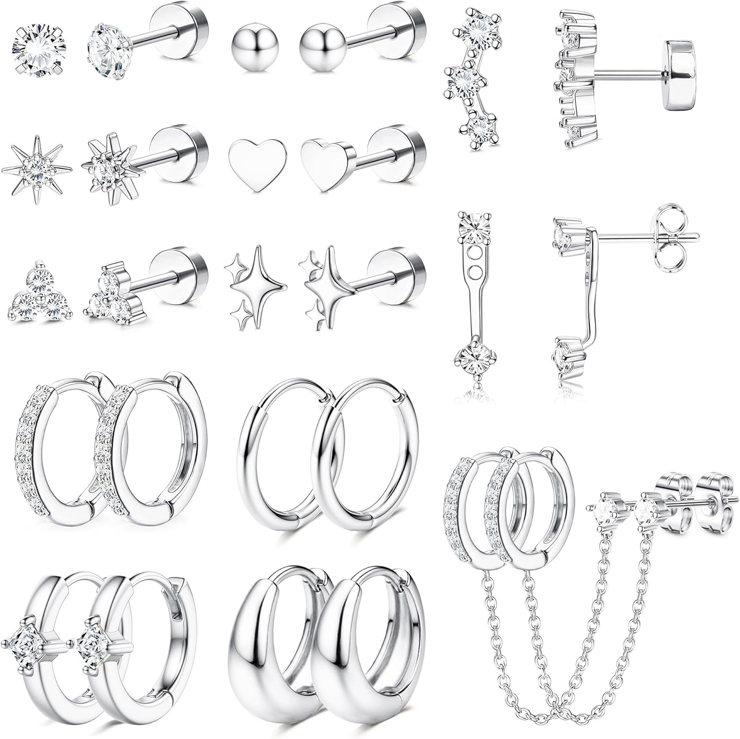 Flat Back Earrings Hypoallergenic Surgical Steel Earrings for Women Trendy Carti