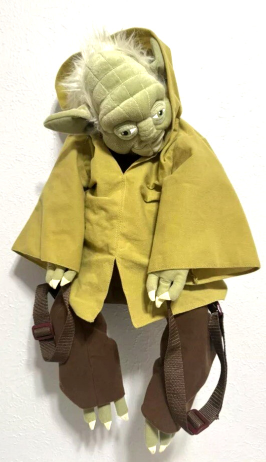 VINTAGE STAR WARS YODA Jedi Master Backpack 24" Plush Bag Lucasfilm Disney SACK
