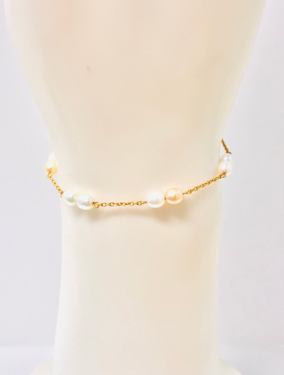 TASAKI K18 Gold 12P Double Strand Pearl Bracelet 4.0mm 5.0mm qoj.YOW02