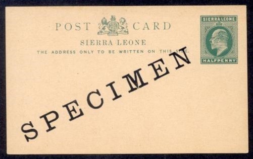 SIERRA LEONE ½D KEDW POSTAL CARD SPECIMEN OVPT