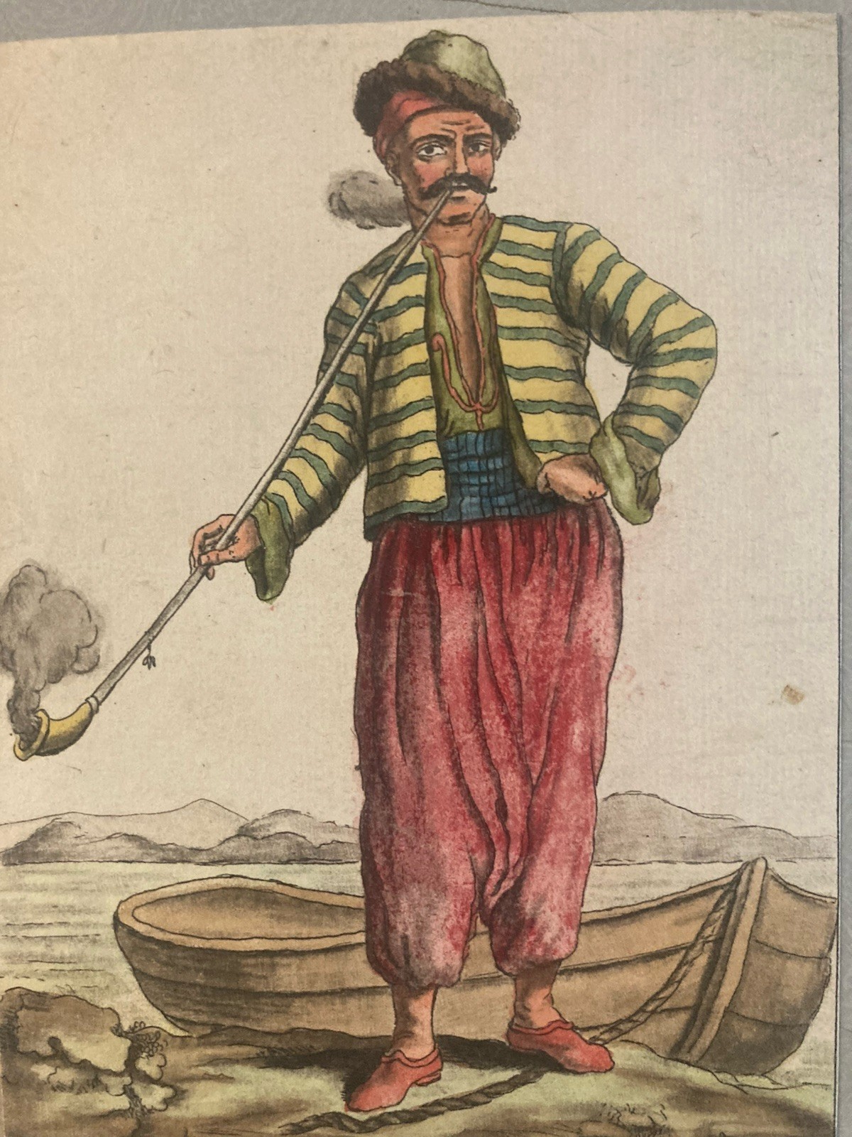 Engraving Portrait 18th Jacques Grasset 1780 Man Pathmos Patmos Sea Aegean Art