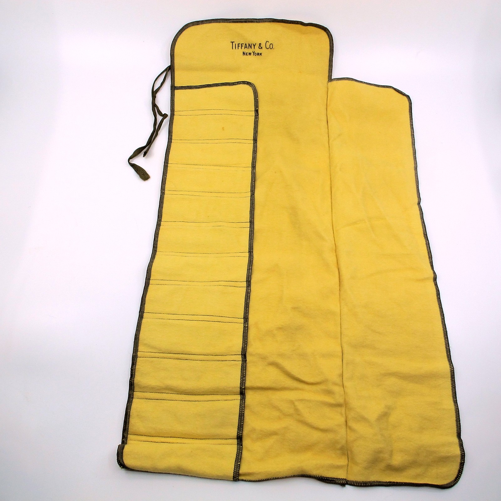 Tiffany & Co Flannel 12 Butter Spreader Flatware Storage Roll Pouch Yellow Brown