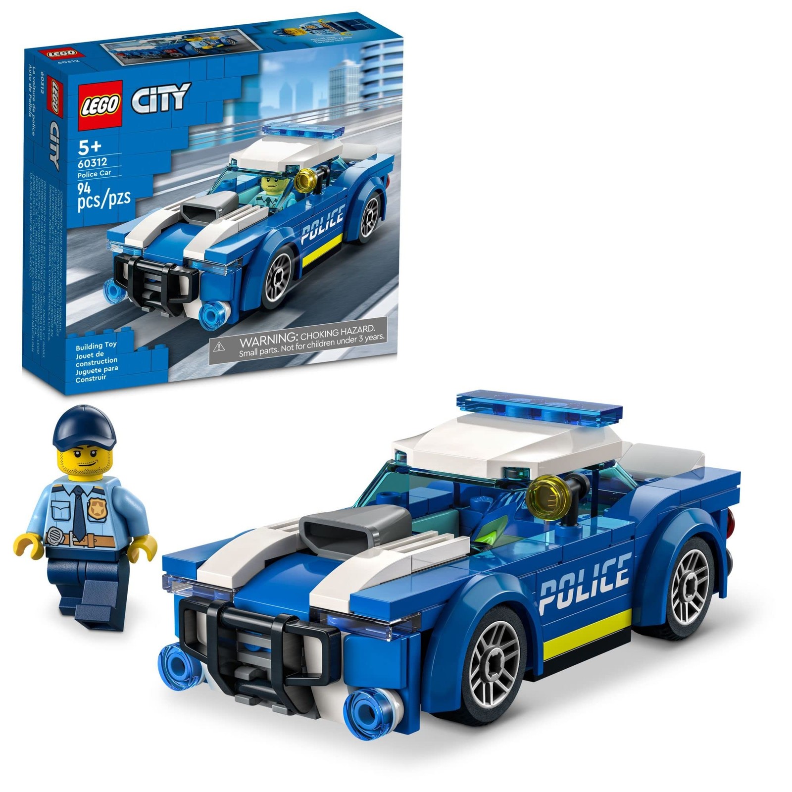 LEGO City Police Car Toy 60312 for Kids 5 Plus Years Old with Multicolor 