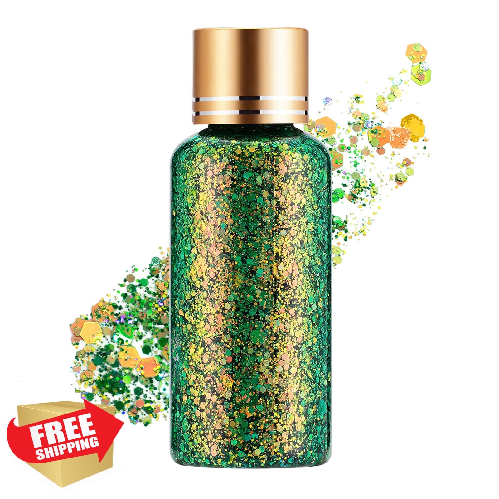 Green Gold Glitter Gel for St. Patrick's Day, Chunky Festival Makeup