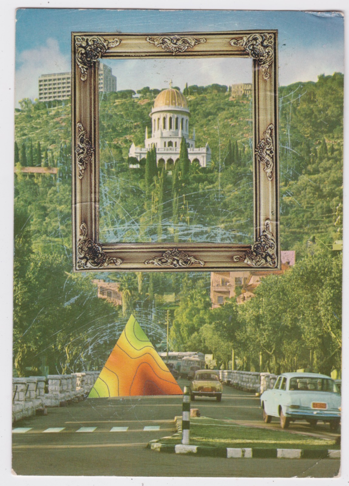 Mail Art David Greenberger "Rectangle, Triangle" original collaged postcard 2024