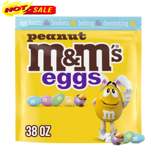 M&M’S Peanut Milk Chocolate Assorted Pastel Easter Candy Bulk, Party Size, Resea