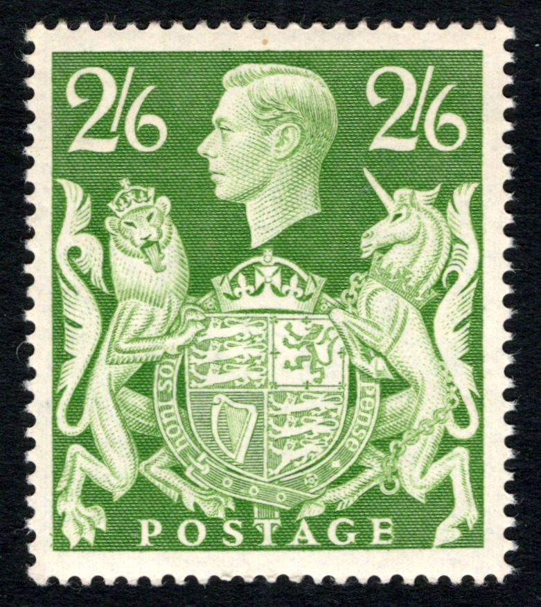GEORGE VI NICE U/MINT 2/6D GREEN.