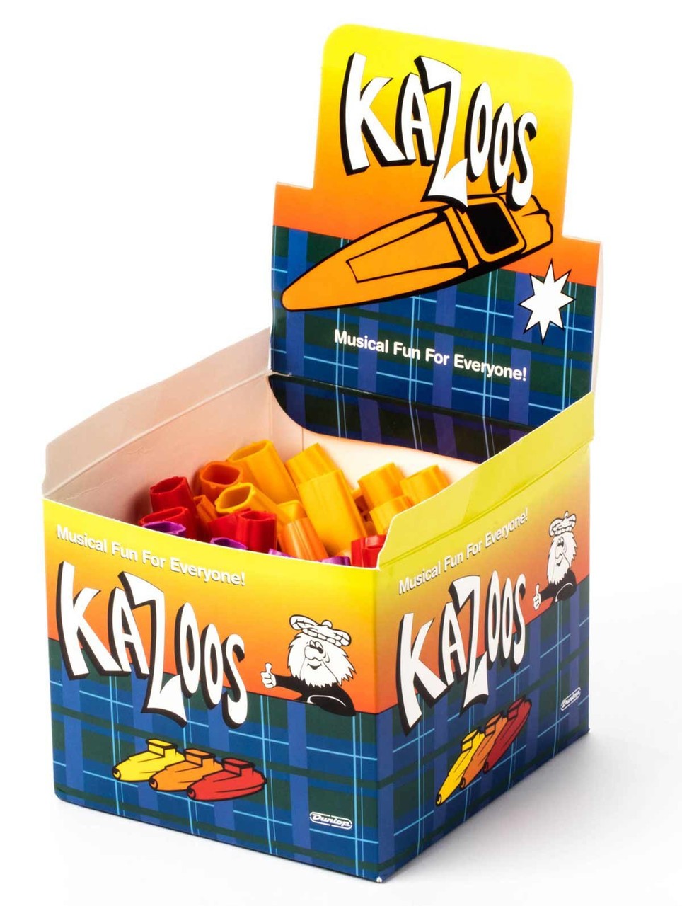 JIM DUNLOP 7700 SCOTTY'S KAZOOS DISPLAY BOX OF 50 - 5 ASSORTED COLORS, USA MADE!