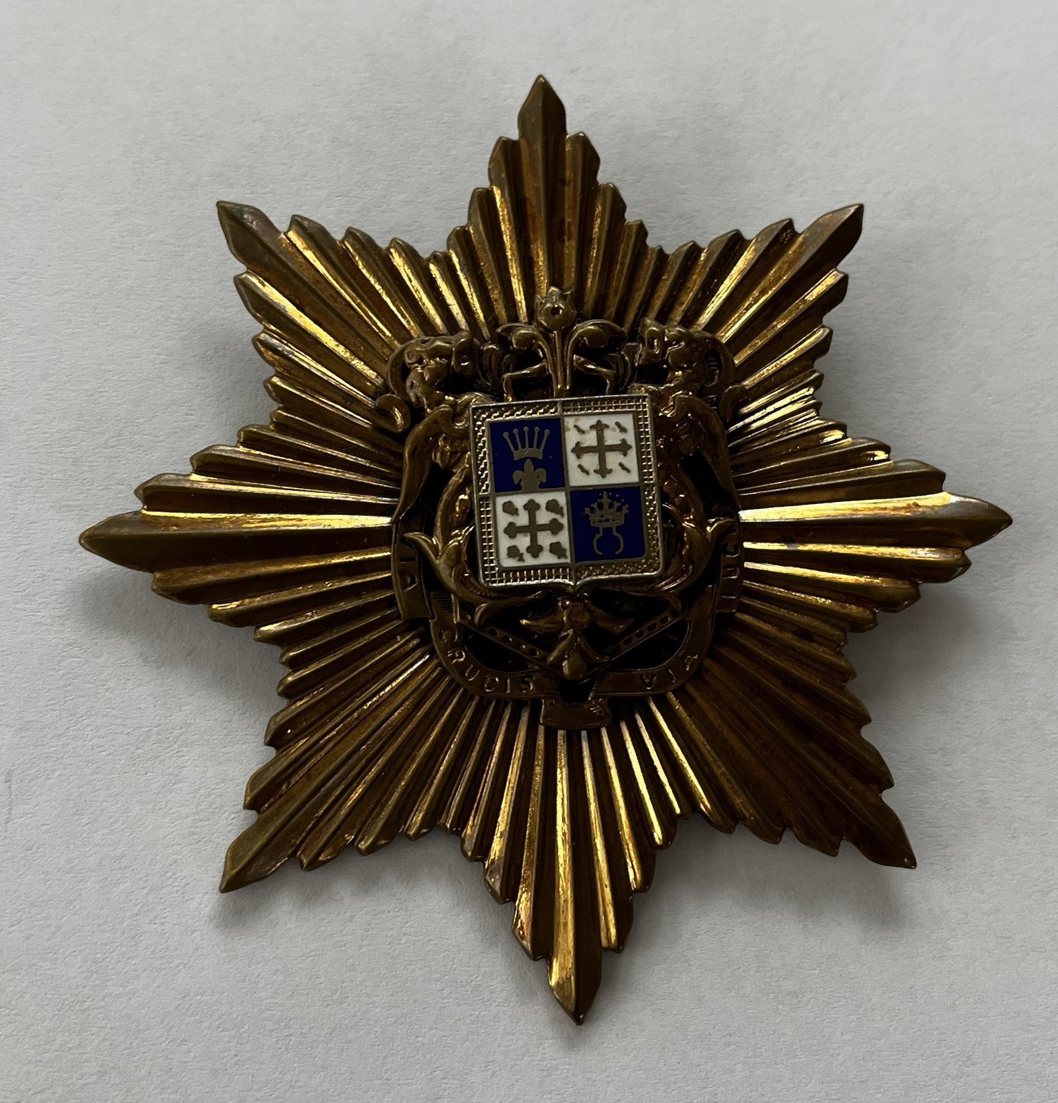 Vintage Christian Coat of Arms Star Medal Pin or Pendant - Via Crucis Via Lucia