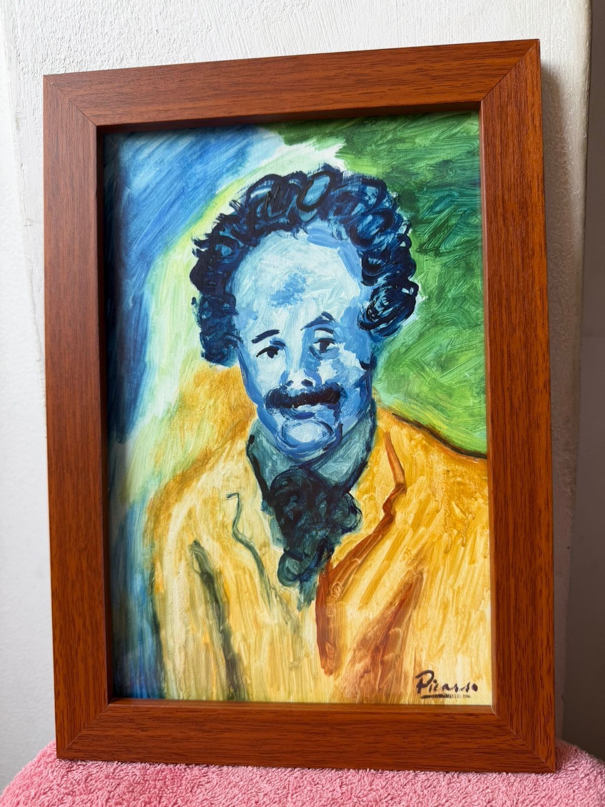 pablo picasso , framed oil painting on wood, sealed and signed.