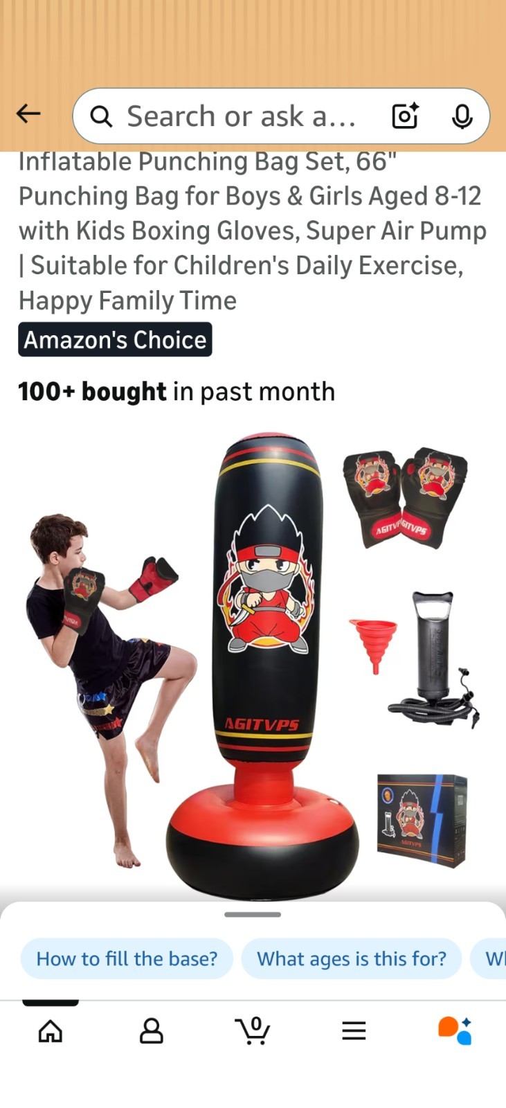 Inflatable Punching Bag Set For Kids 8-12
