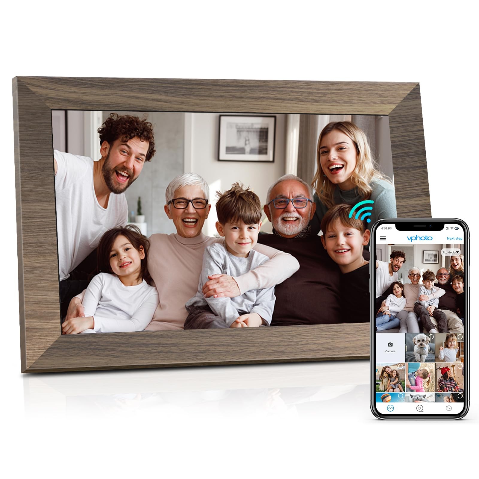 10.1 WiFi Digital Picture Frame, IPS Touch Screen Smart Cloud Digital Photo F...