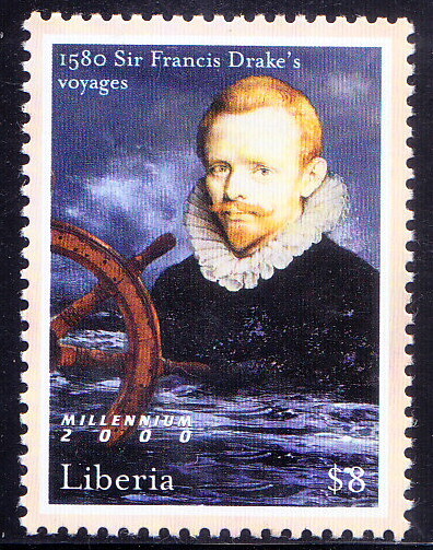 Liberia 2000 MNH, Francis Drakes Voyages 1580, Ship, Navigation, Millennium [Hx]