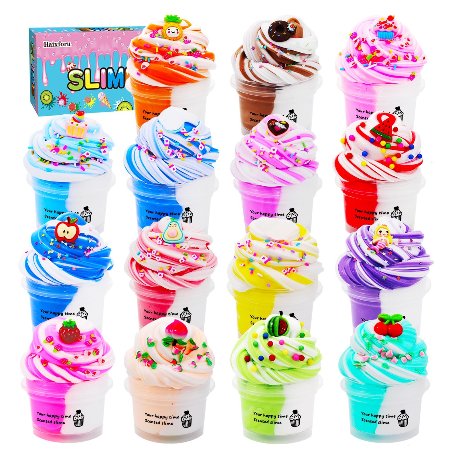 15 Pack Two-Toned Butter Slime Kit for 2.55 inches x x 1 inch 