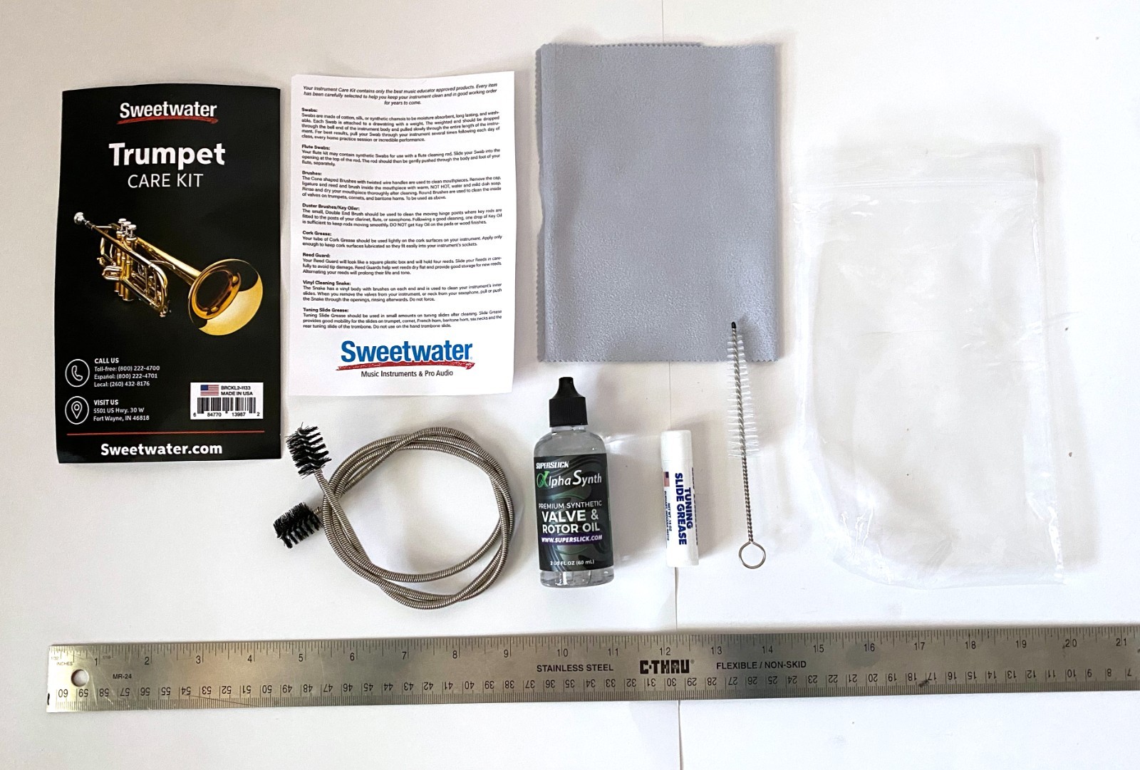 Sweetwater Trumpet Care Kit: 5 items incl. in original package, UNUSED