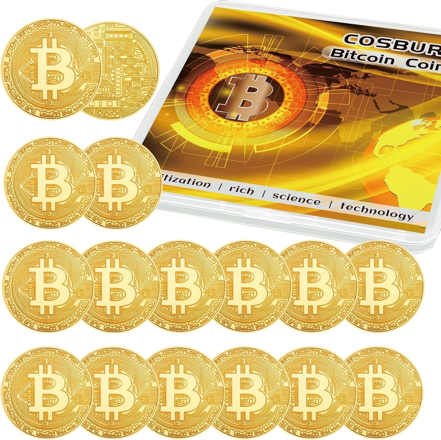 15Pcs Bitcoin Coin, Bitcoin Commemorative Coin, Blockchain Cryptocurrency, Colle