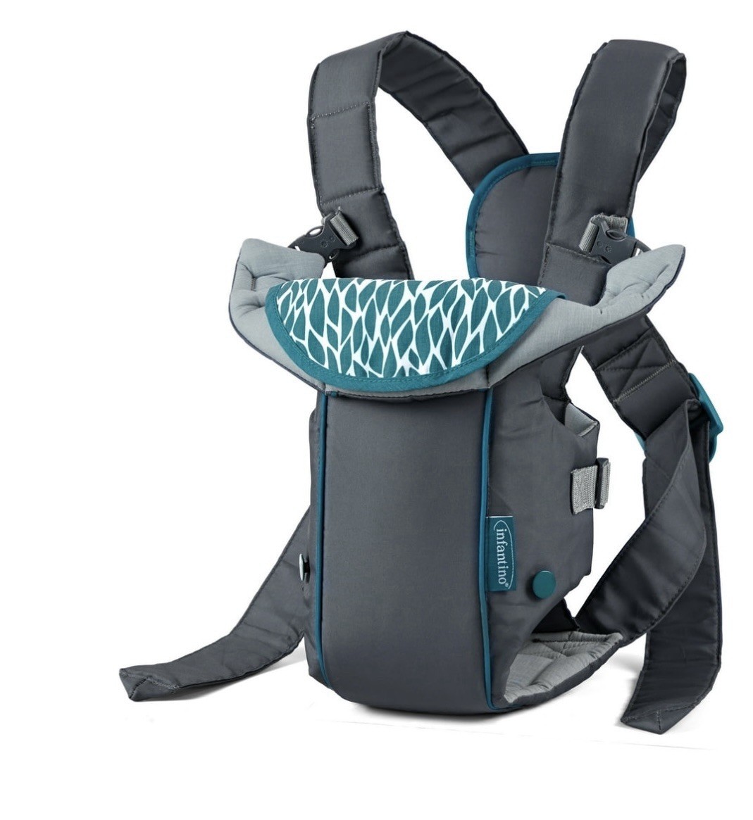 Infantino Swift Classic Baby Carrier Gray Teal Adjustable Buckle Infant Toddler