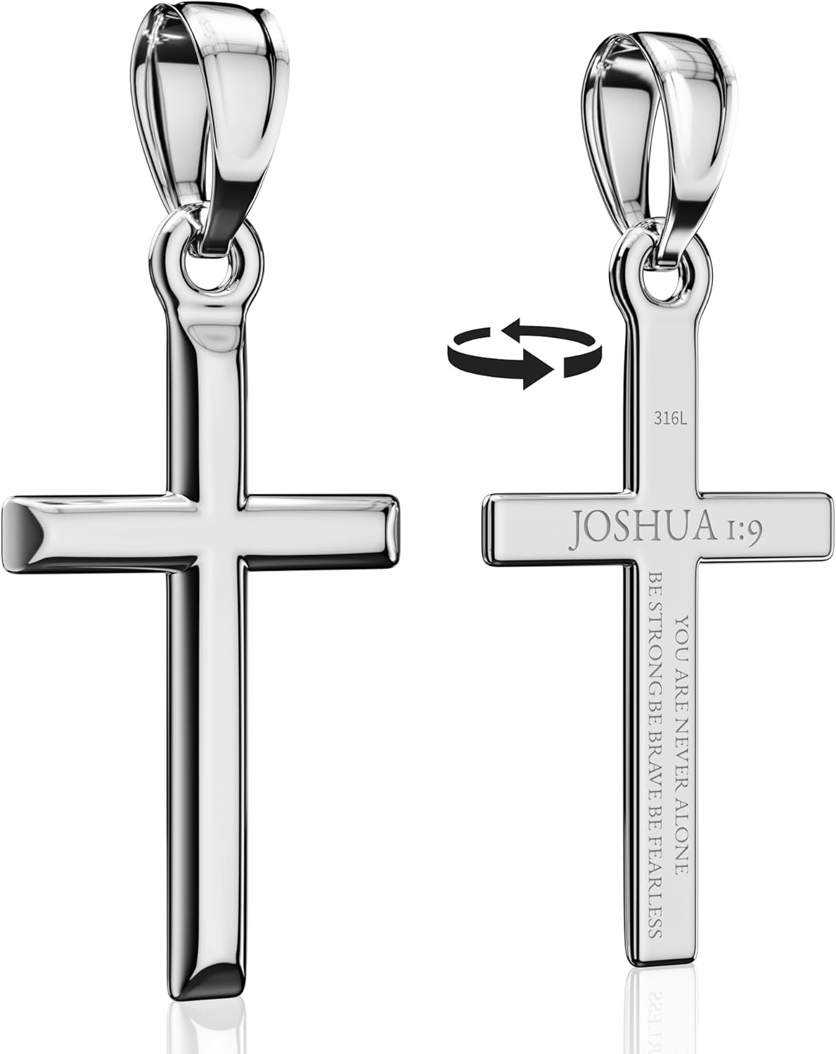 Cross Pendant Necklace with Bible Verse - Top-Grade 316L Stainless Steel, Sleek 