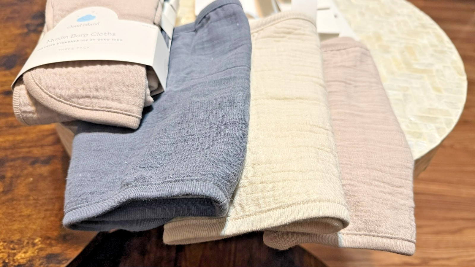 New Cloud Island Muslin Baby Burp Cloths 3-Pack (2 x 3-packs) 100% Organic