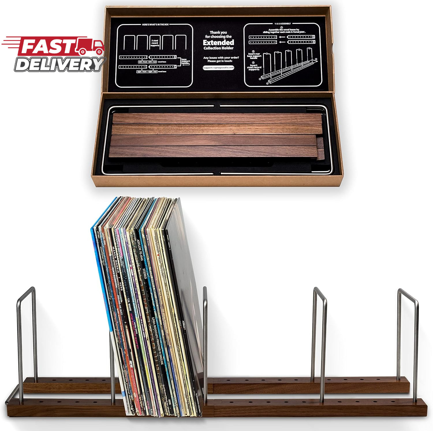 Optage Audio 100-150 Record Holder, Vinyl Record Storage, Vinyl Record Organizer