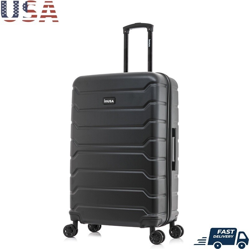 Lightweight Hardside Spinner Luggage Trolley 28in Durable Travel Bag Black New