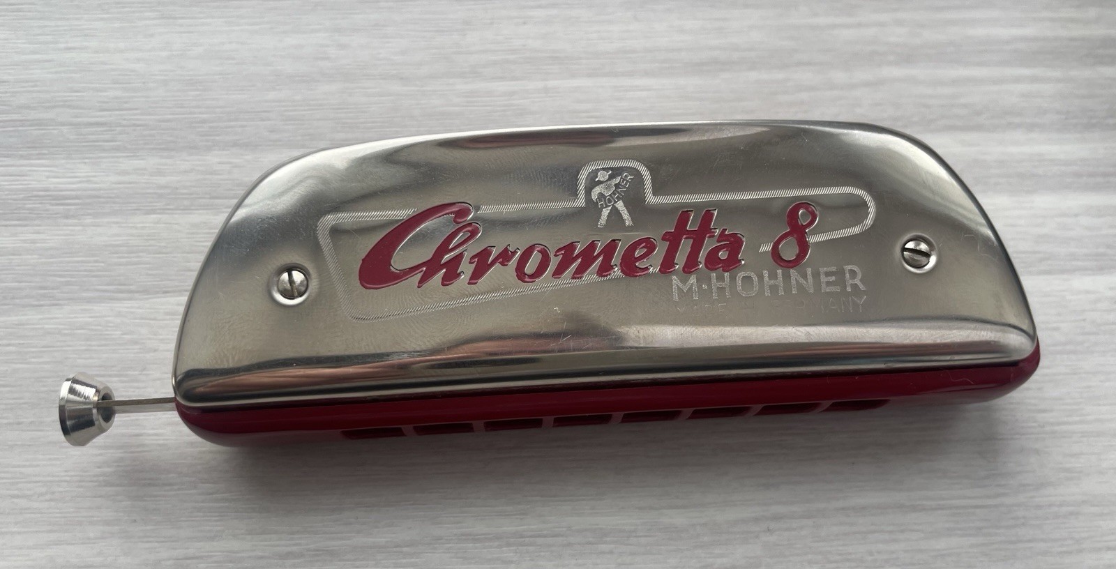 Vintage Hohner Chrometta 8 Harmonica, Key of C with Case