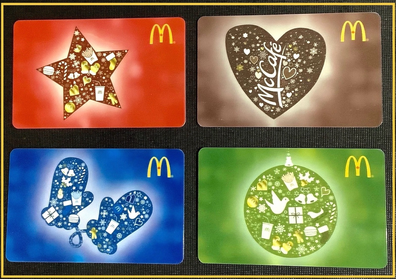 🇨🇦 CANADA 🇨🇦 2015 MCDONALD’S CHRISTMAS GIFT CARD — SET OF 4 CARDS —— NEW