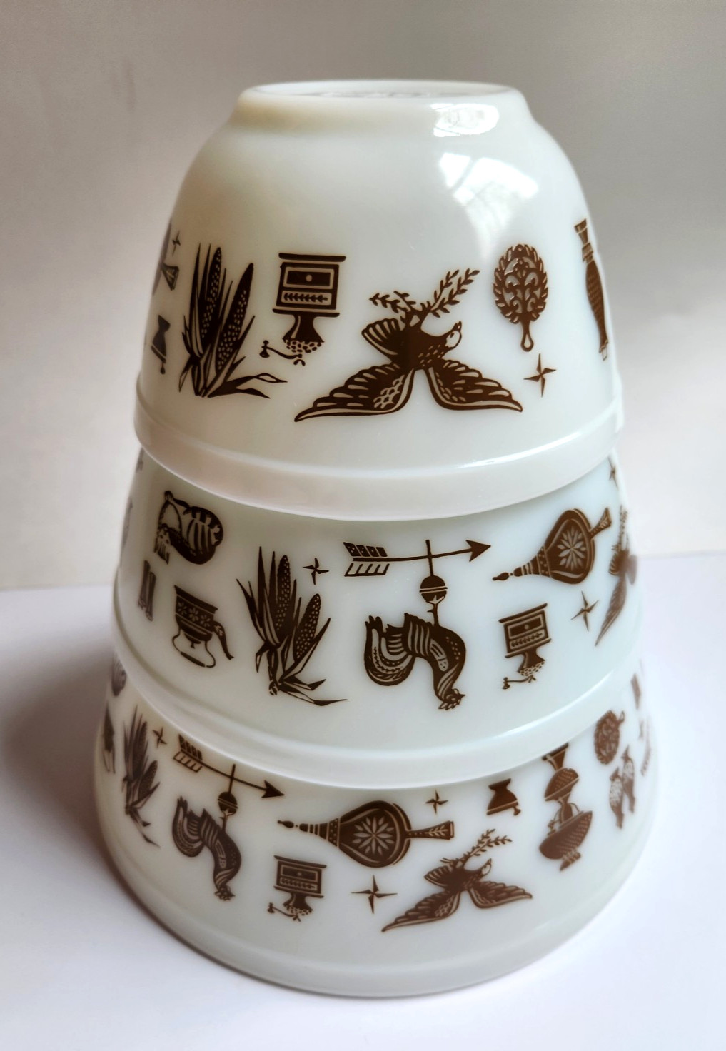 Vintage Pyrex Early American Set Of 3 Nesting Mixing Bowls 401 402 403 NICE!