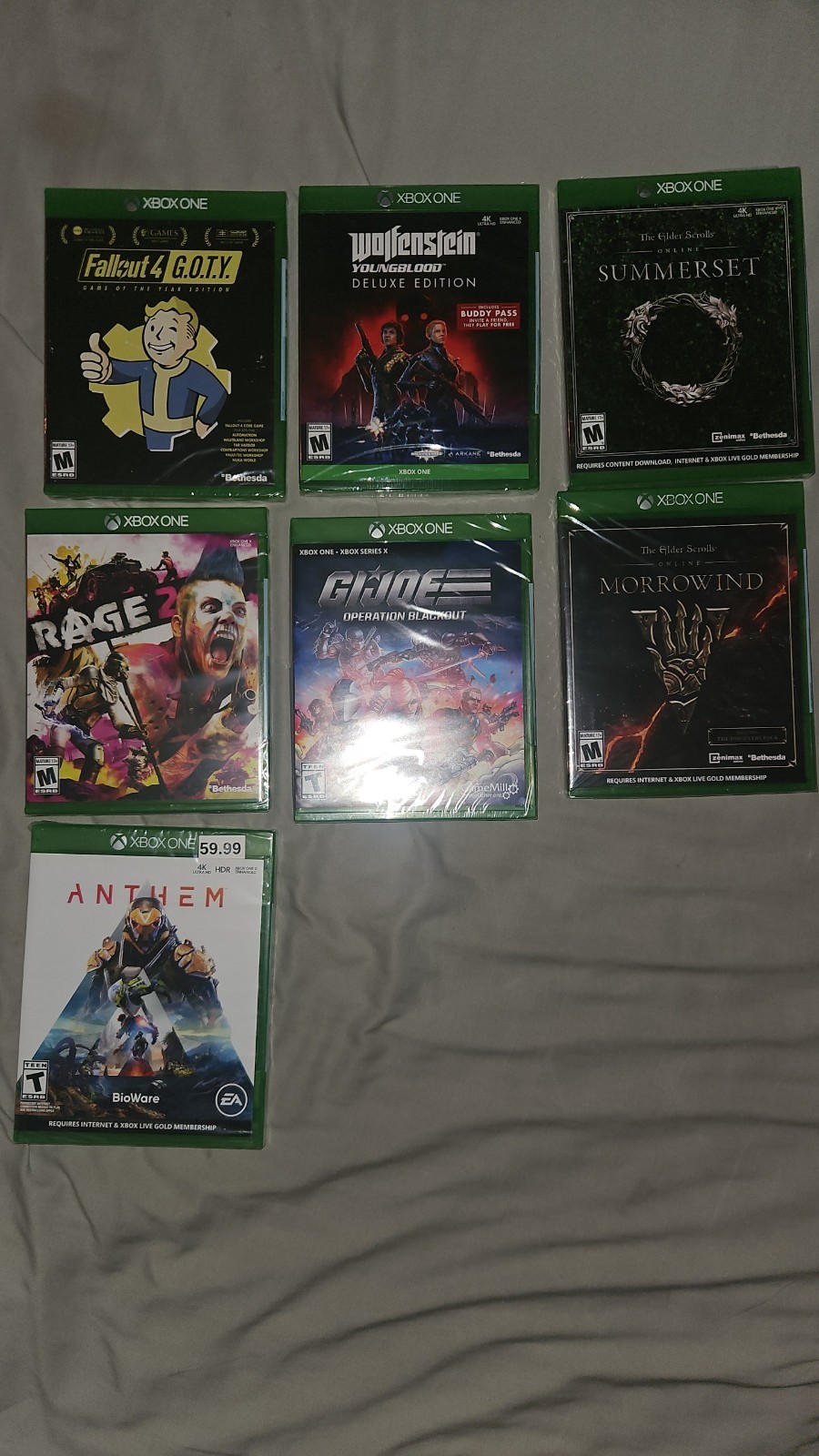 Xbox One Game Lot of 7 - ALL FACTORY SEALED - Fallout 4 GOTY, Wolfenstein, Rage 