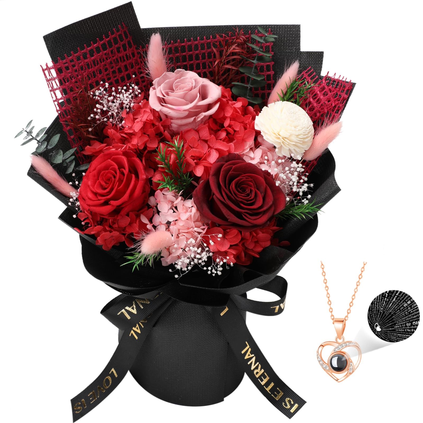 Casaido Preserved Flowers for Delivery, Red Flower Bouquets with 