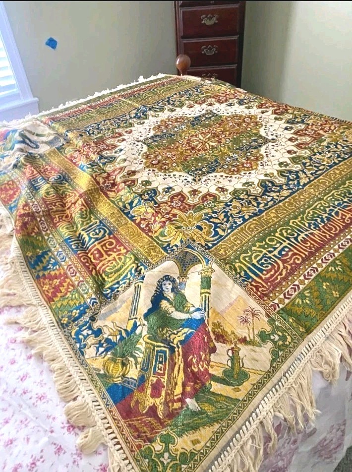 Vintage 50x50 Tapestry Bold Colors Embroidere Middle East Wall Hanging Tb Cloth 