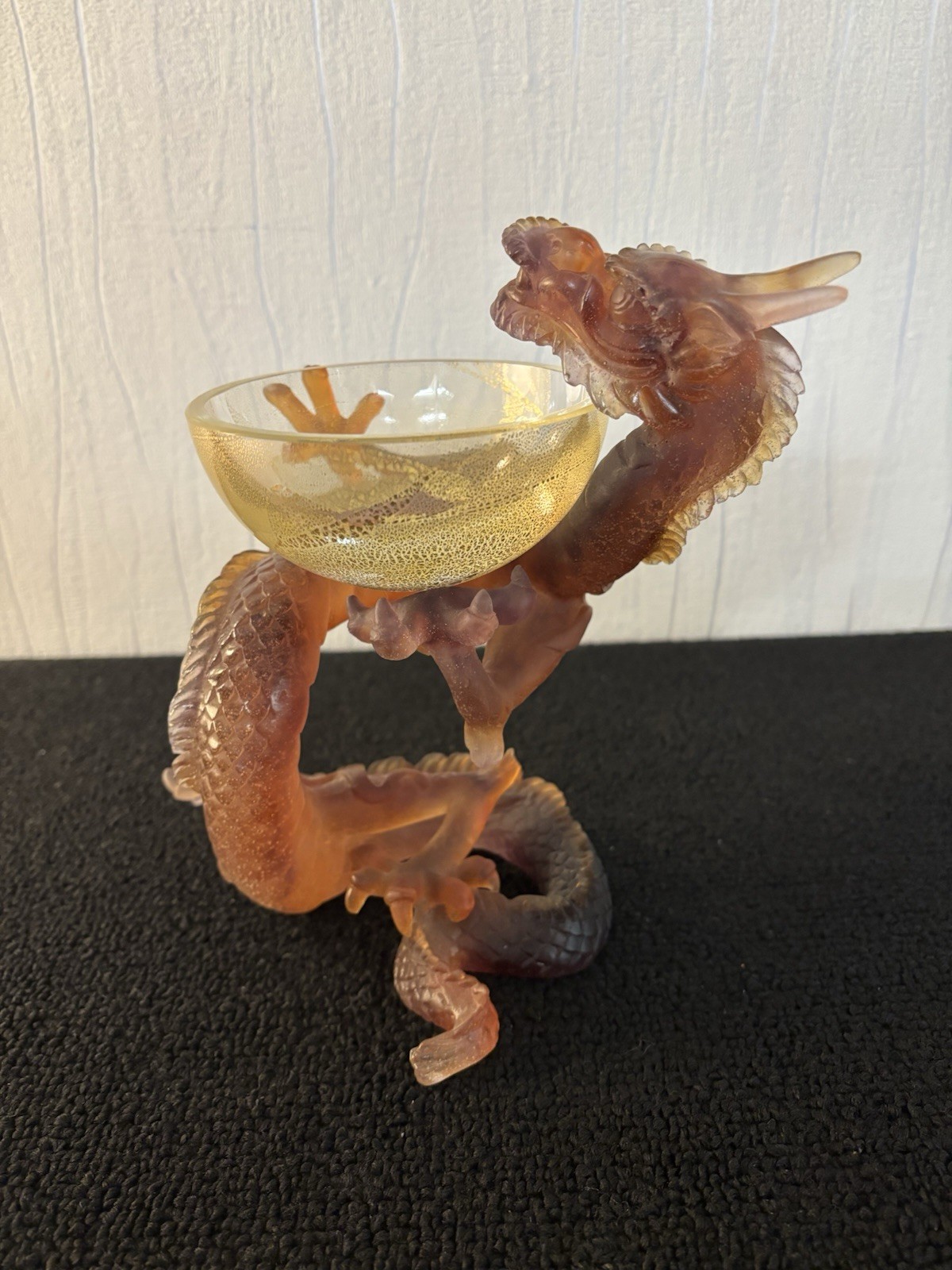 Dragon 8 And Golden Crystal Bowl Daum France