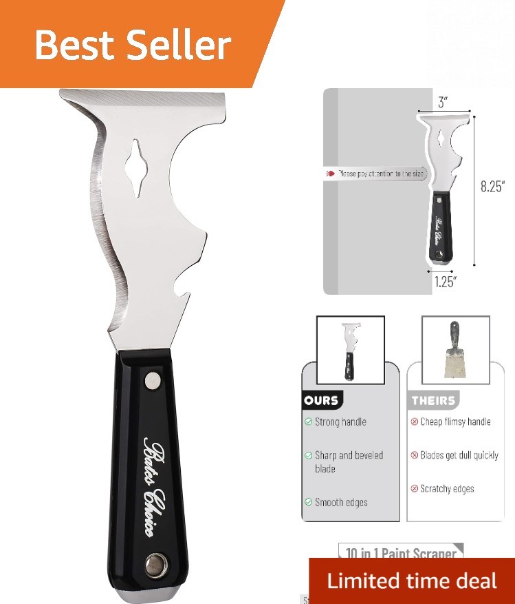 Bates Deluxe 10-in-1 Paint Scraper Tool - Versatile for Home Improvement Tasks