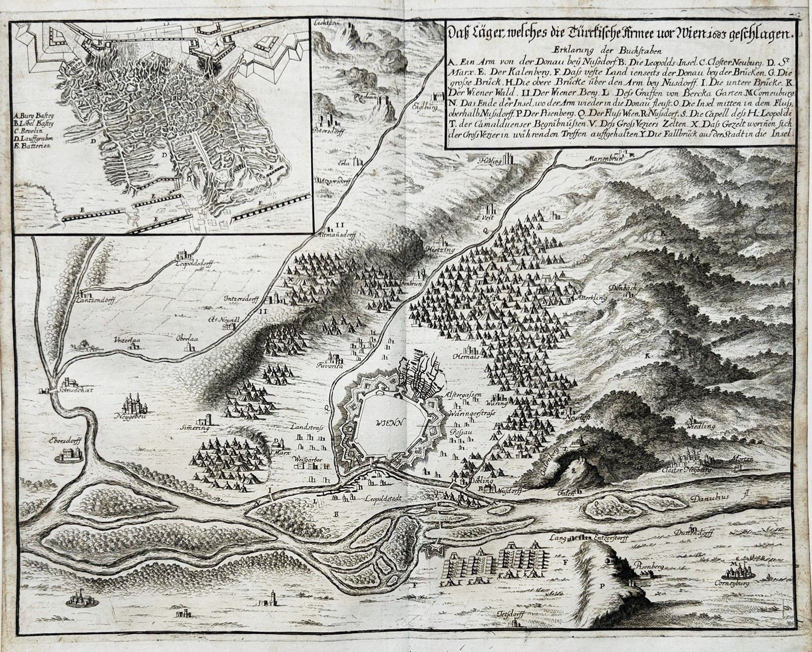 Vienna Austria Turks Turcs Turkey Copperplate Engraving Merian