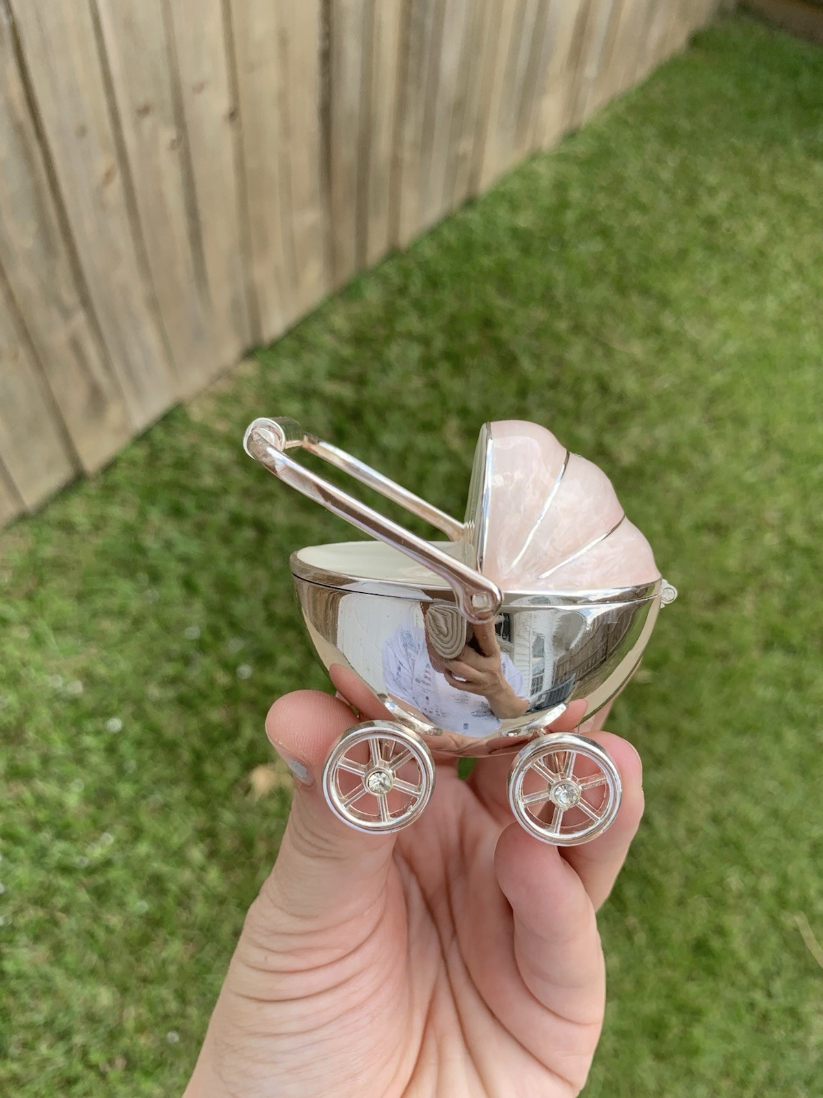 Pink Baby Stroller Keepsake Basket With Magnetic Clasp To Hold Mementos