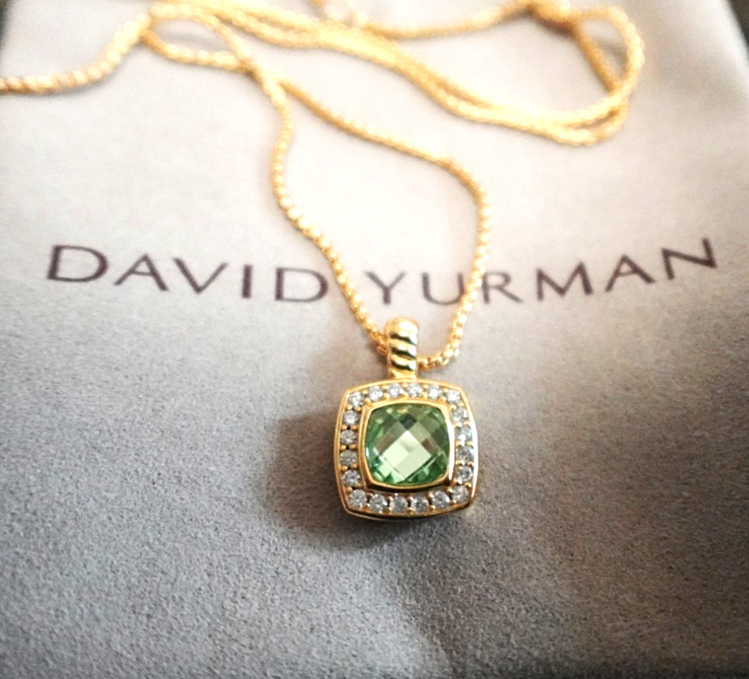 DAVlDYurman18KYellow/Gold/with Blue crystal and Diamonds1.5mm Necklace 18in