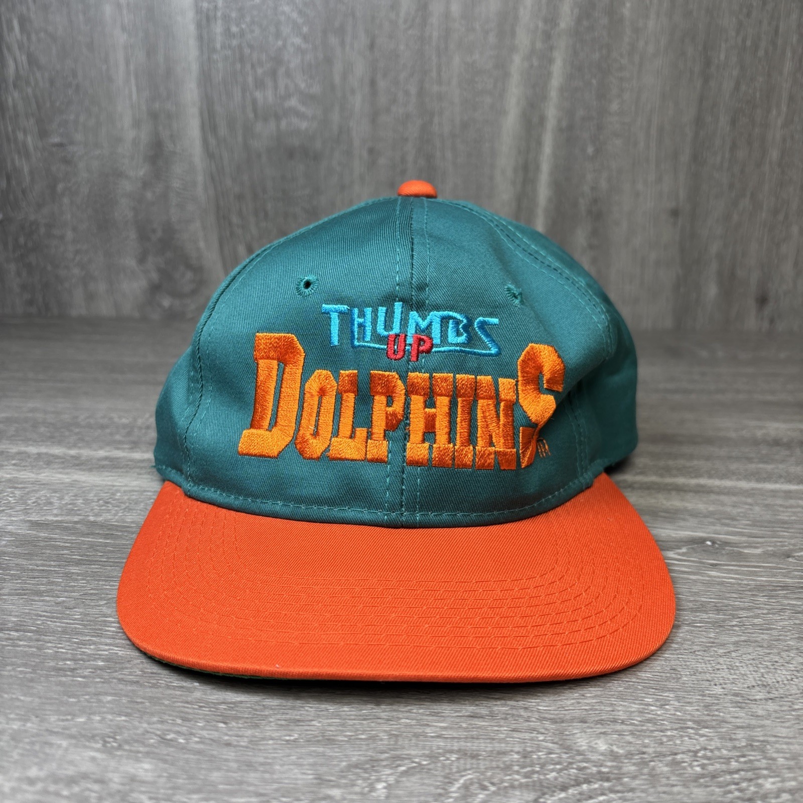 Vintage Miami Dolphins "Thumbs Up" Aqua Orange NFL Football Snapback Hat Cap