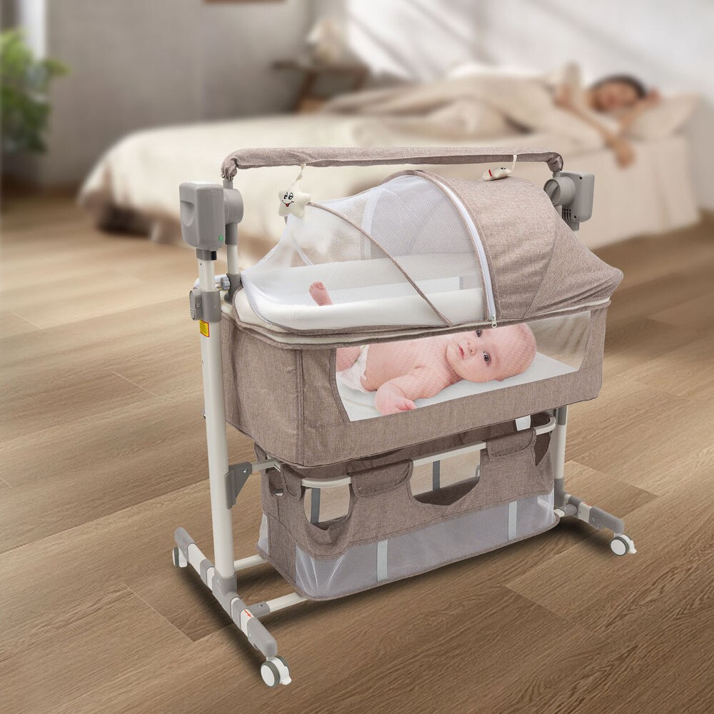 Smart Baby Bassinet Bedside Music Cradle Baby Bed Height Adjustable Crib 20kg