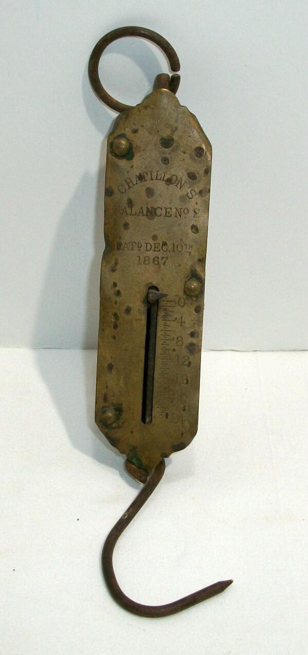 Vintage Chatillon's Balance No. 2 Brass Hanging 24 lb Scale Patent 1867