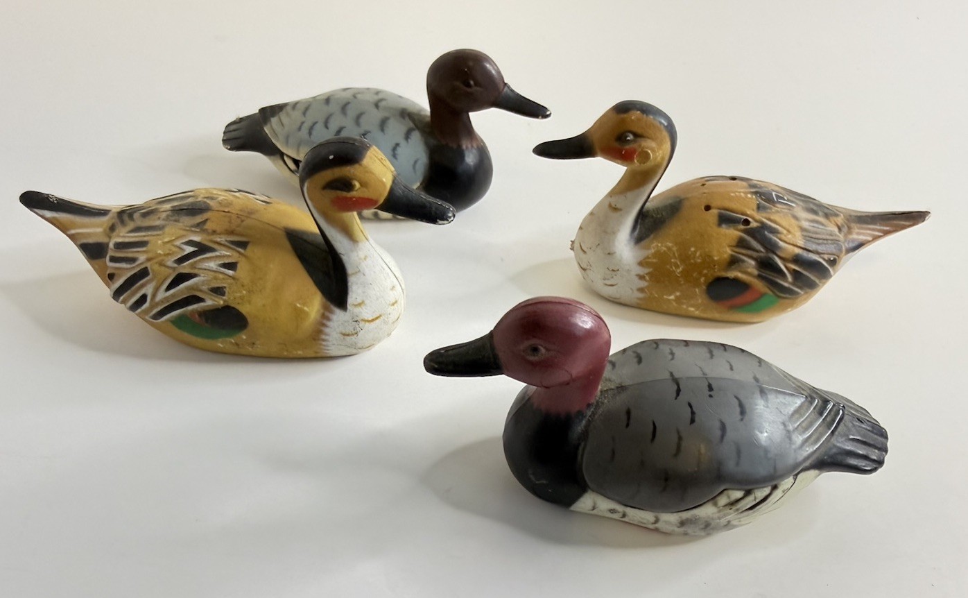 Lot 4 Vtg Enesco Duck Goose Pencil Sharpeners Pepper Shaker Birds Kitchen Office