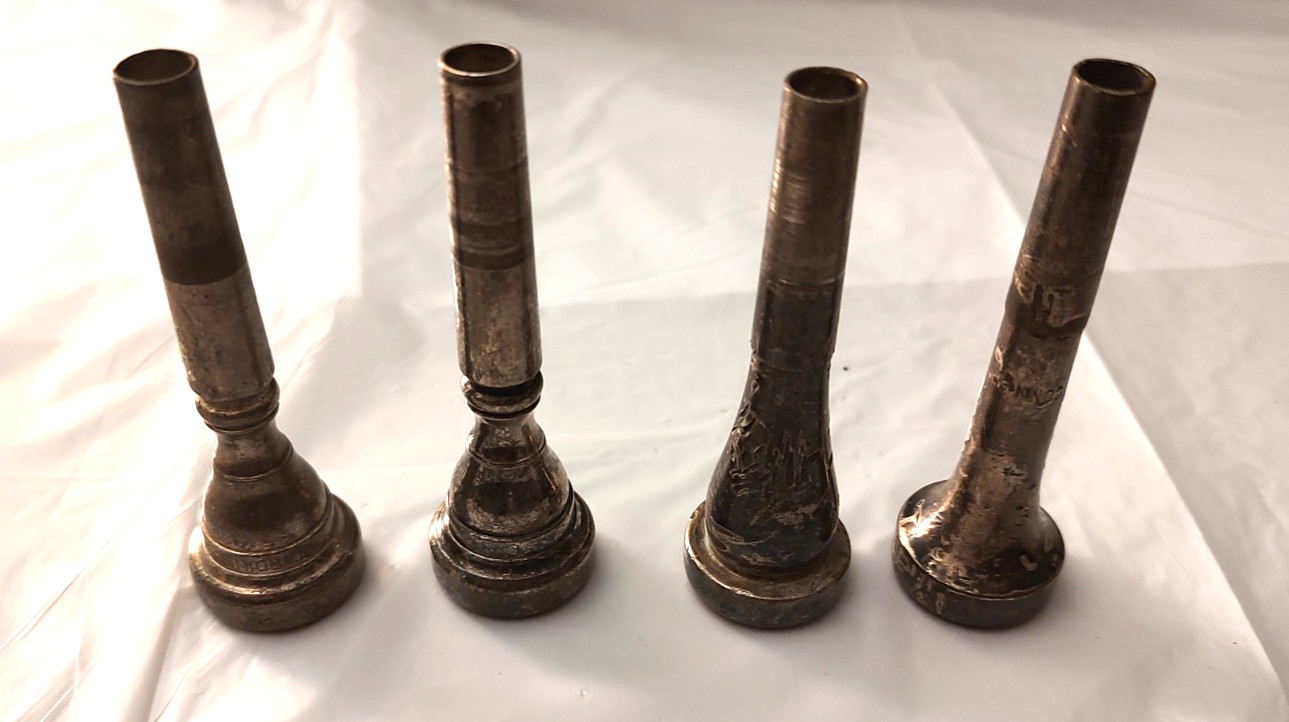 Vintage Trumpet Mouthpieces LOT of 4: 2 Giardinelli 7C, Olds 3C, Conn 4