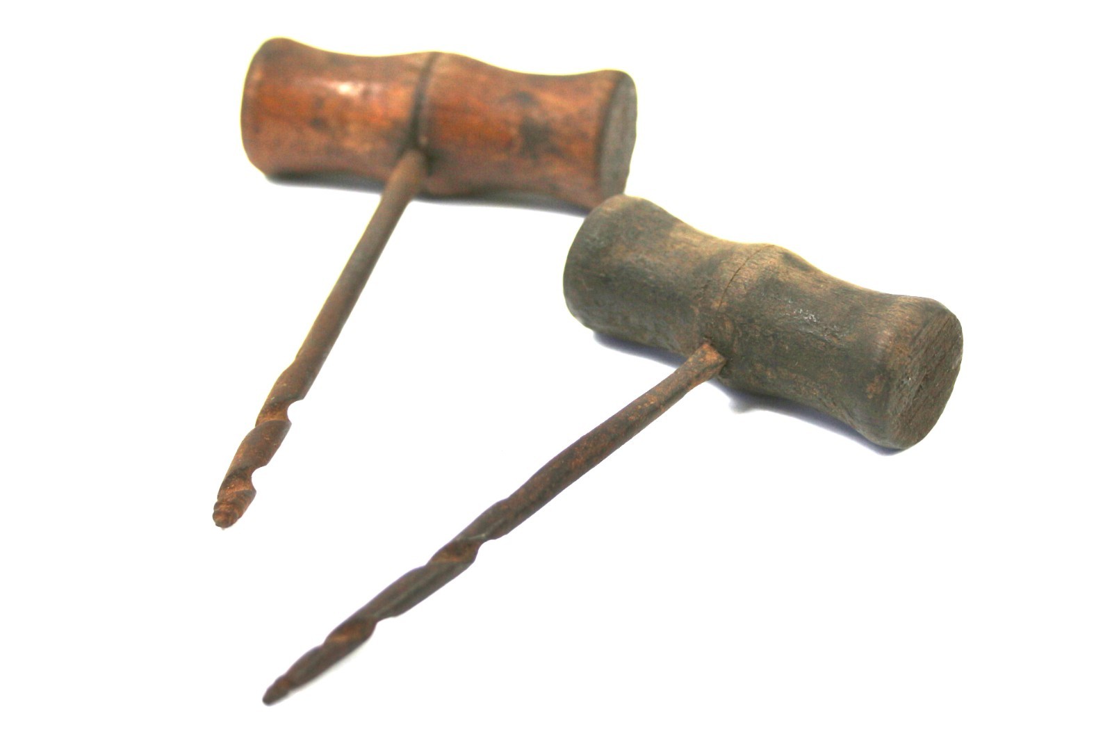 Pair Vintage Gimlets T Handle Hand Drill Wood Screw Starter Carpenter Tool