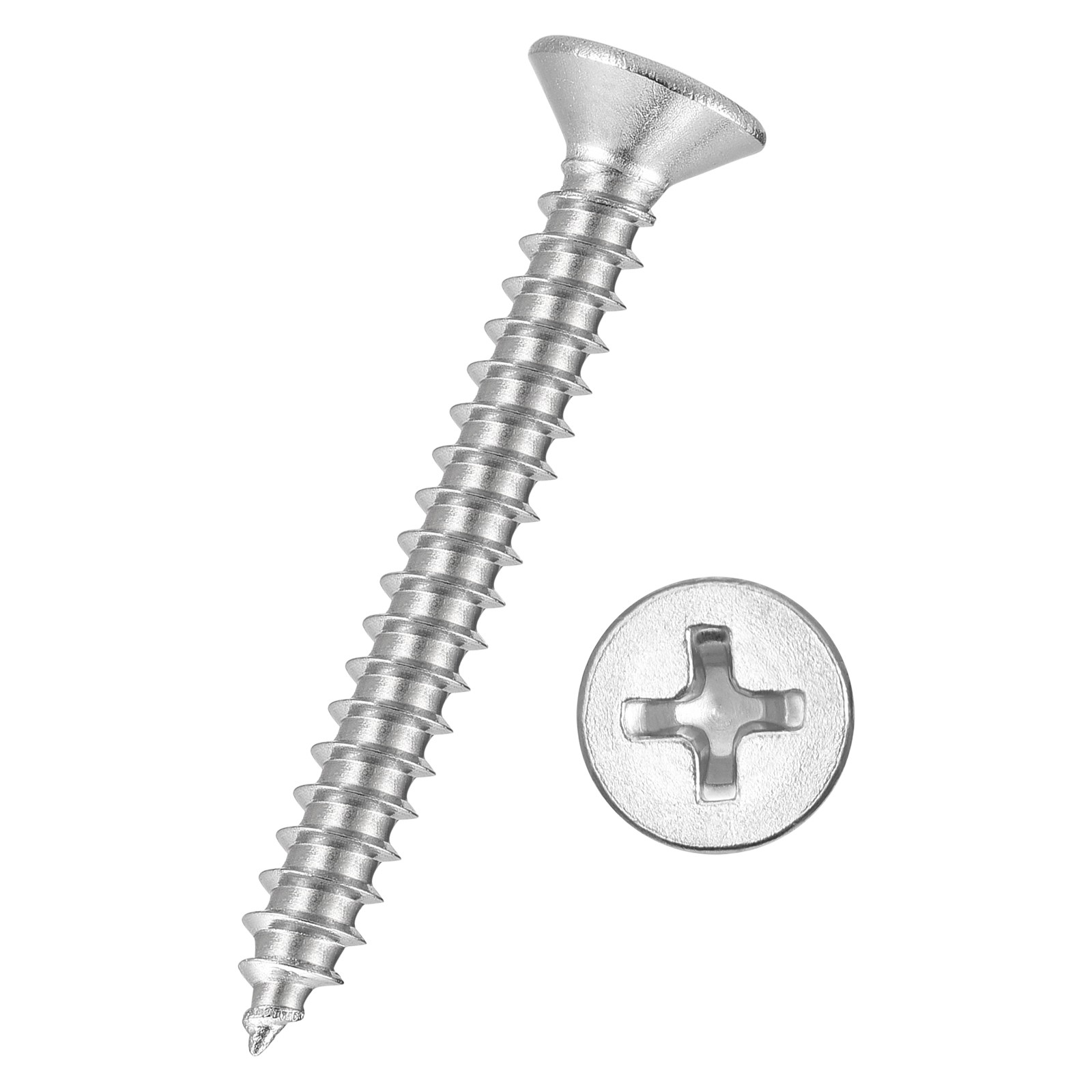 200pcs Phillips Flat Head Wood Screws - [#6x1-3/16"] 304 Stainless Steel, Silver