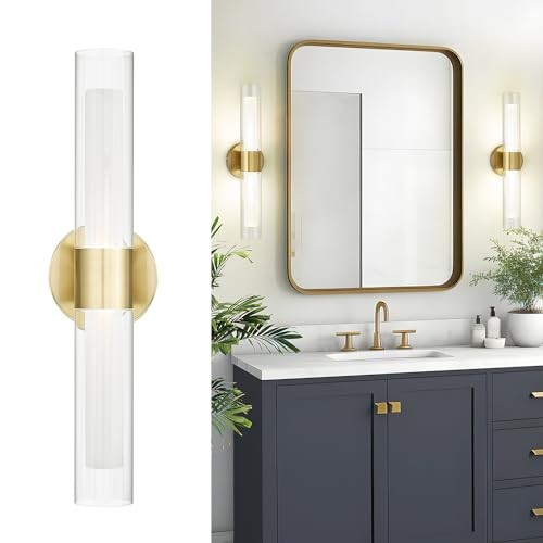 Gold Bathroom Sconces Wall Lighting, Bathroom Vanity 1 Pack Gold,Dual Glass