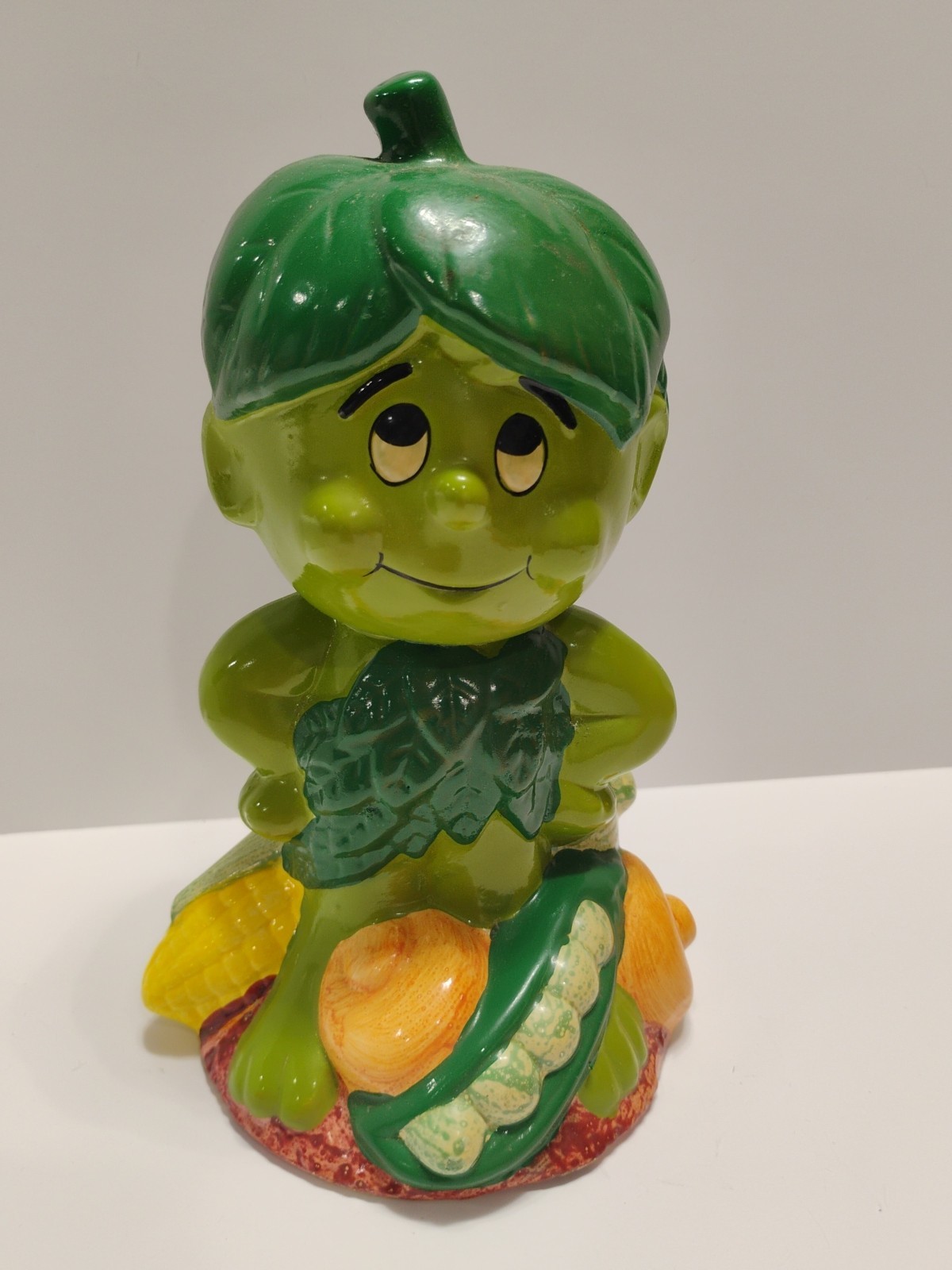 Vintage Little Sprout Kids Musical Piggy Bank Working Jolly Green Giant Ceramic 